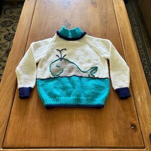 Whale Design Sweater with Blue Accents